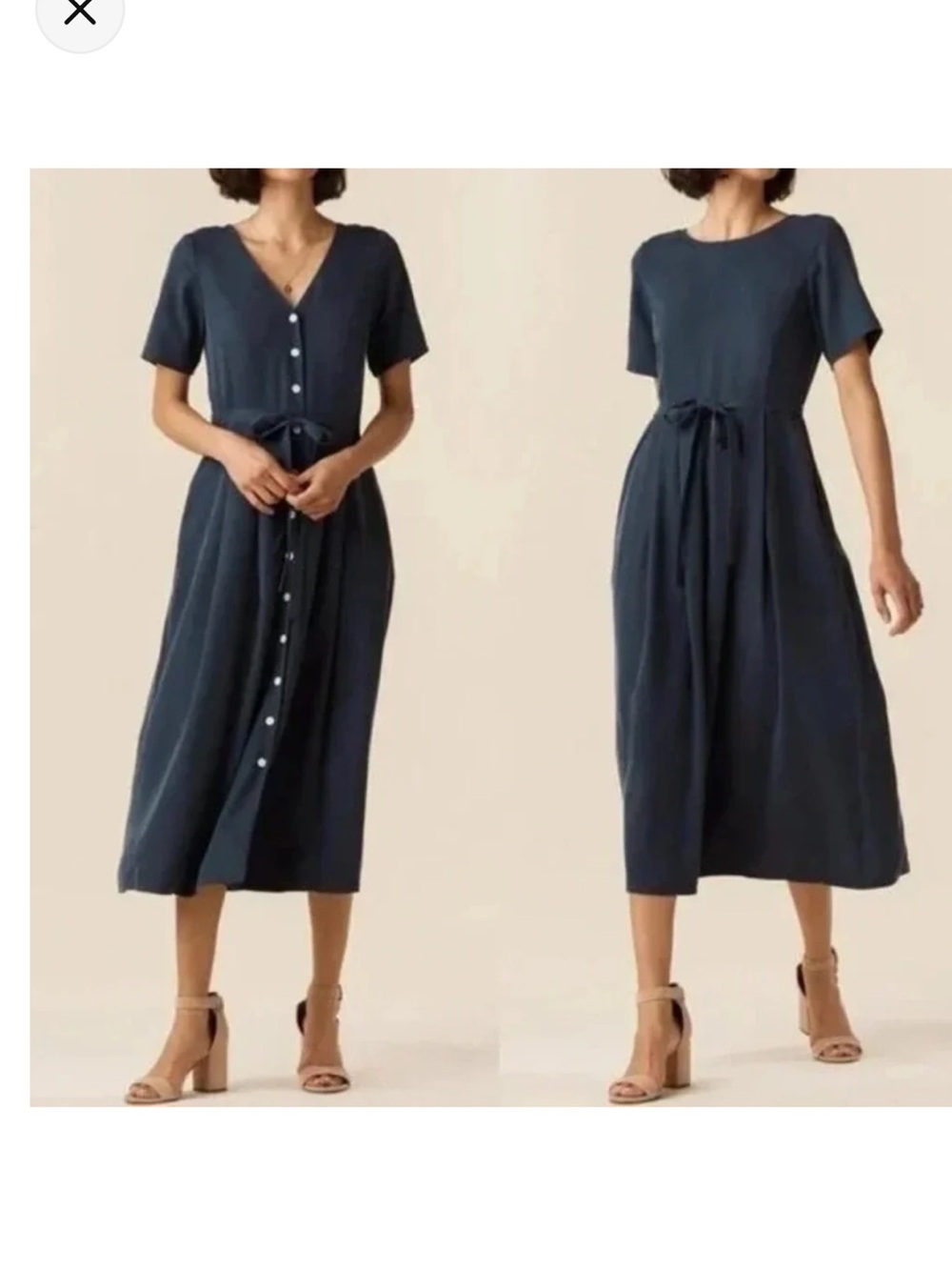 Vetta Capsule Reversible Square Neck Midi Dress Black XS NWT